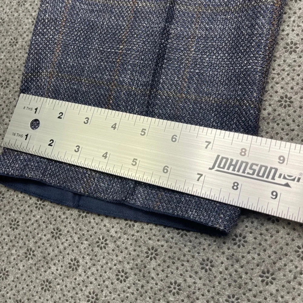 Suitsupply Brescia Blue Windowpane Wool Silk Linen Beach Trousers Mens 38x27